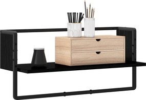 vidaXL Ράφι Τοίχου Μαύρη δρυς 65 x 25 x 30 cm μέταλλο PB