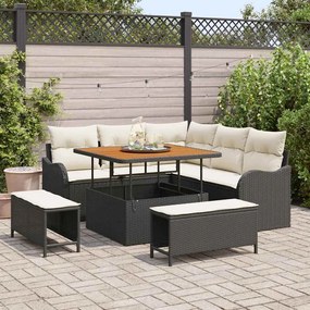 vidaXL Σετ Καναπέ Κήπου 8 pcs Μαύρο συνθετικό ρατάν