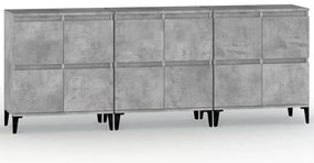 vidaXL Ντουλάπια 3 τεμ. Γκρι Σκυροδέματος 60x35x70 εκ. Επεξεργ. Ξύλο