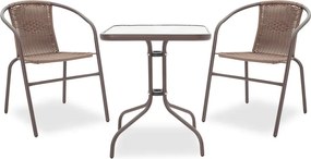 Τραπεζαρία Obbi-Watson σετ 3τεμ pakoworld μέταλλο-pe καφέ