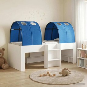 vidaXL Κρεβάτι με Σήραγγα 4 pcs Λευκό και Μπλε Επεξεργασμένο Ξύλο