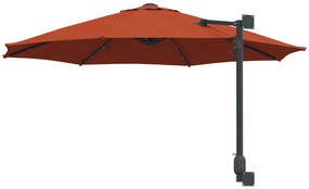 vidaXL Ομπρέλα Κήπου Τοίχου με LEDs Πορτοκαλί 248 cm