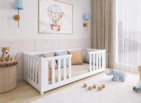 Kρεβάτι Montessori Fero με κάγκελα 47,5cm από μασίφ ξύλο White  90×200cm (Δώρο 10% Έκπτωση στο Στρώμα)