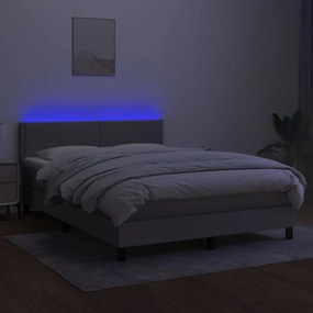 vidaXL Κρεβάτι Boxspring με Στρώμα &amp; LED Αν.Γκρι 140x190εκ. Υφασμάτινο