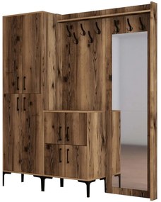 Έπιπλο Εισόδου Berlin 845HCT4216 180x35x200cm Walnut Μοριοσανίδα, Μέταλλο