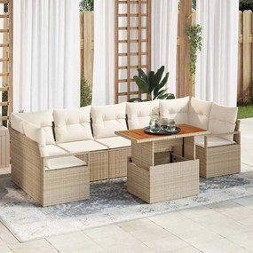 vidaXL Σετ Καναπέ Κήπου με μαξιλάρι 8 pcs Μπεζ, Κρέμα 100 x 55 x 73 εκ