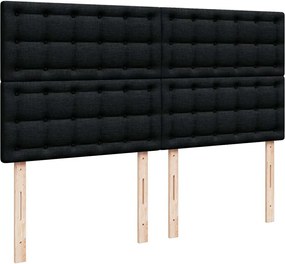 vidaXL Κρεβάτι Boxspring με Στρώμα Μαύρο 200x200 εκ. Υφασμάτινο