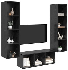 vidaXL Σετ Τηλεοπτικού Κάδου 3 pcs Μαύρη δρυς 37 x 37 x 142.5 εκ