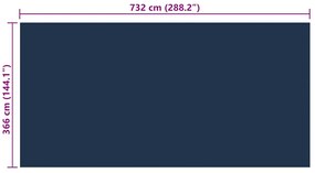 vidaXL Κάλυμμα Πισίνας Ηλιακό Μαύρο/Μπλε 732x366 εκ. από Πολυαιθυλένιο