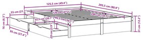 Σκελετός Κρεβατιού Χωρίς Στρώμα 120x200 εκ Μασίφ Ξύλο Πεύκου - Καφέ