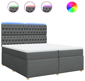 vidaXL Κρεβάτι Boxspring με Στρώμα Σκούρο Γκρι 200x200 εκ. Υφασμάτινο