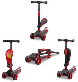 Scooter G&C Fun HD 008 3σε1 Μαύρο-Κόκκινο με LED φωτάκια