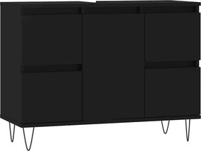 vidaXL Ντουλάπι Μπάνιου Μαύρο 80 x 33 x 60 εκ. από Επεξεργασμένο Ξύλο