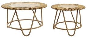 Σετ με 2 τραπέζια DKD Home Decor Ανοιχτό καφέ 80 x 80 x 47 cm 80 x 80 x 45,5 cm