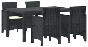 vidaXL Σέτ φαγητού για κήπο 5 pcs Ανθρακί Rattan Polt