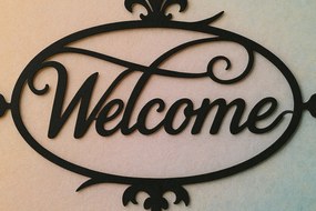 Intra απο ξύλο plywood 3mm-4mm πάχος – Paper Cut Sign Welcome Δίασταση 40x30 cm INTRAFABR-119970067