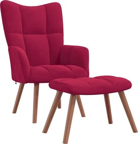 vidaXL Πολυθρόνα Relax Μπορντό Βελούδινη με Σκαμπό