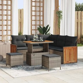 vidaXL Σετ Καναπέ Κήπου με μαξιλάρι 8 pcs Γκρι 90 x 55 x 71 cm