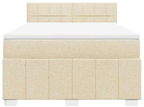 vidaXL Κρεβάτι Boxspring με Στρώμα Κρεμ 140x190 εκ. Υφασμάτινο