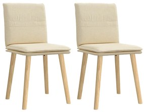 vidaXL Καρέκλες Τραπεζαρίας 2 τεμ. Κρεμ Υφασμάτινες