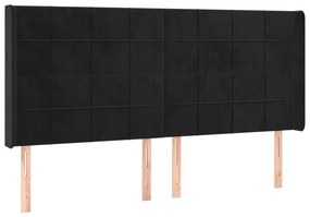 vidaXL Κρεβάτι Boxspring με Στρώμα &amp; LED Μαύρο 200x200 εκ. Βελούδινο