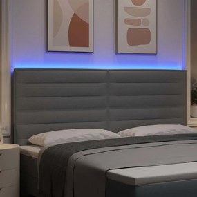 vidaXL LED κεφαλάρι Ανοιχτό γκρι ύφασμα