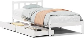 vidaXL Σκελετός Κρεβατιού Χωρίς Στρώμα Λευκό 100x200 εκ. Μασίφ Πεύκο