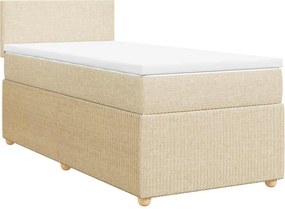 vidaXL Κρεβάτι Boxspring με Στρώμα Κρεμ 90x190 εκ.Υφασμάτινο