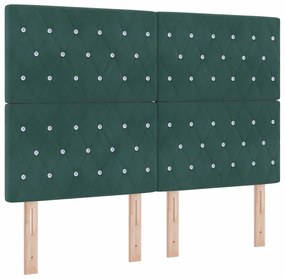 vidaXL Κρεβάτι με ελατήρια Σκούρο πράσινο 140 x 190 cm Βελούδο