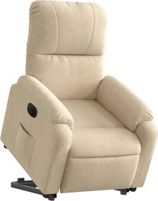 vidaXL Πολυθρόνα Ηλεκ. Ανακλινόμενη Ανύψωση Κρεμ Ύφασμα Μικροϊνών