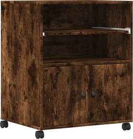 vidaXL Βάση Εκτυπωτή με Ρόδες Καπνιστή Δρυς 60 x 48 x 74 εκ.
