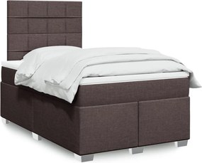 vidaXL Κρεβάτι Boxspring με Στρώμα Σκούρο Καφέ 120x190 εκ Υφασμάτινο