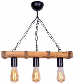 Φωτιστικό Οροφής - Ράγα Mako 207357 E27 50x10x65cm Walnut-Natural Megapap Metal,Wood,Rope