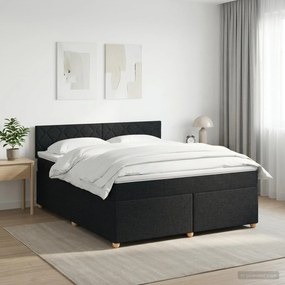 vidaXL Κρεβάτι box spring με στρώμα Μαύρο 160 x 200 cm Ύφασμα