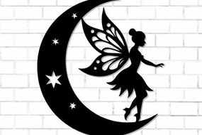 Intra απο ξύλο plywood 3mm-4mm πάχος - Fairy and Moon Wall Art Laser Cut Δίασταση 40x50 cm INTRAFABR-122528113