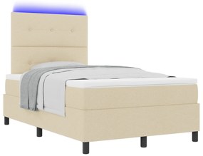vidaXL Κρεβάτι με Ελατήρια και Στρώμα & LED Κρεμ 120 x 200 εκ. Υφασμάτινο