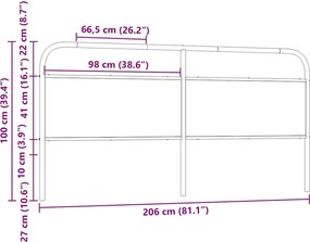 vidaXL Ανταλλακτικό κεφαλάρι Καφέ Δρυς 200 εκ. Ατσάλι/Επεξεργασμένο Ξύλο