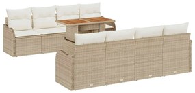 vidaXL Σετ Καναπέ Κήπου με αποθήκευση 9 pcs Μπεζ Πολυ ράταν