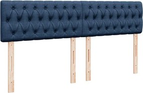 vidaXL Κρεβάτι Boxspring με Στρώμα Μπλε 200x200 εκ. Υφασμάτινο