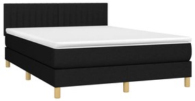 vidaXL Κρεβάτι Boxspring με Στρώμα &amp; LED Μαύρο 140x190 εκ. Υφασμάτινο