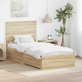 vidaXL Σκελετός Κρεβατιού Δρύς Sonoma 90 x 200 cm Επεξεργασμένο Ξύλο
