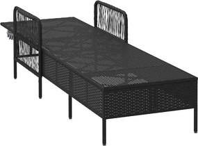 vidaXL Ξαπλώστρα Μαύρο και Κρεμ Λευκό 55 x 200 x 92 εκ.