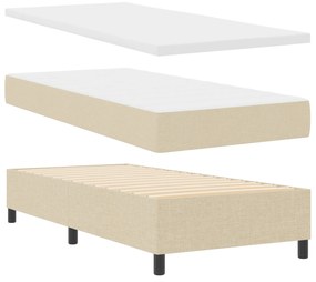 vidaXL Κρεβάτι με Στρώμα & LED σε Κρέμ, 90x200 εκ Ύφασμα