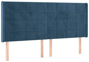 Κεφαλάρι με Πτερύγια Σκούρο Μπλε163x16x118/128 εκ. Βελούδινο - Μπλε
