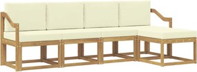 vidaXL Σειρά Καναπέ Εξωτερικού με μαξιλάρι 5 pcs Λευκό και Κρεμ