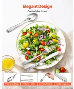 VEVOR 65-Piece Silverware Set Stainless Steel Cutlery Flatware Utensils for 12