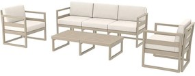 MYKONOS SET 3ΘΕΣ.TAUPE ΜΕ ΜΑΞ.(3ΘΕΣ.+2ΠΟΛ.+ΤΡΑΠ 130εκ.)