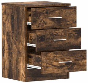vidaXL Κομοδίνα 2 Τεμ. Καπνιστή Δρυς 38x35x56 εκ. από Επεξεργ. Ξύλο