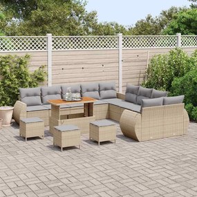 vidaXL Σετ Καναπέ Κήπου 14 pcs Μπεζ συνθετικό ρατάν