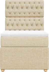 vidaXL Κρεβάτι Boxspring με Στρώμα Κρεμ 100 x 200 εκ. Υφασμάτινο